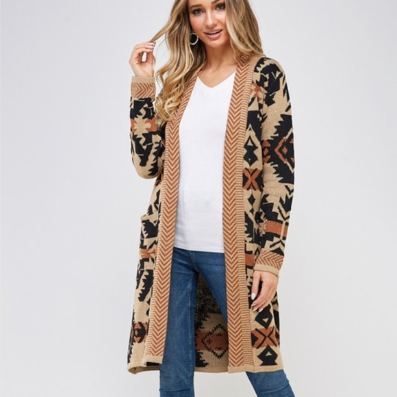 New Boho Aztec Cardigan Sweater - Picture 4 of 5